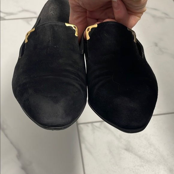 Aldo Black Velvet Loafers Slip-Ons with Gold Details - Picture 8 of 10